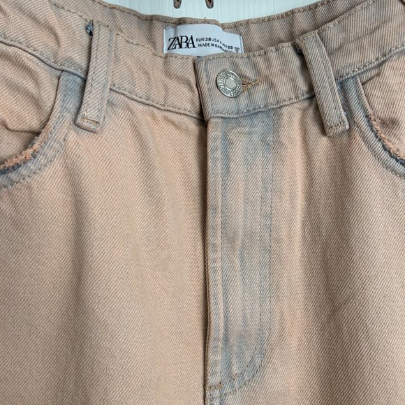 Zara Raw Hem Flare Pink Blue Acid Wash Mid Rise Jeans Denim Y2K 90s Size 6 - Picture 4 of 14